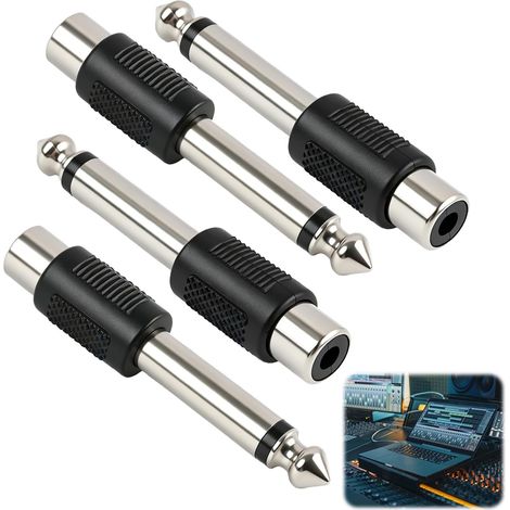 4 Pièces Adaptateur Audio 6.35mm RCA, Prise RCA Femelle vers Jack 6.35 Mono Mâle, Connecteur Audio Plaqué Or Convertisseur pour Table de Mixage Amplificateur Home Cinéma Caisson de Basses (1/5)