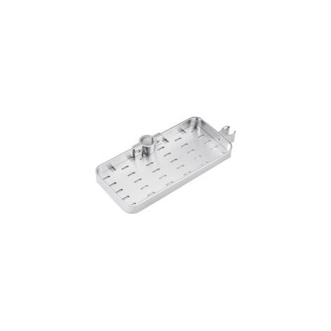 Duschabtrennung aus Aluminium ohne Perforation – Geeignet für höhenverstellbare Duschabtrennungen (20 mm bis 25 mm), inklusive Seifen-, Shampoo- und Conditionerhalter – Crezuo