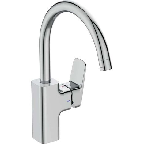 Robinet Cuisine Mitigeur Col de Cygne Mousseur Aérateur intégré pour Economie d'Eau Evier Cuisine Finition Chrome BD3384A (1/4)