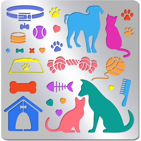 Pochoir en métal pour animaux de compagnie, pour peindre des chats, des chiens, des pochoirs de dessin, Pâques, la Saint Patrick'S Day Décoration de cartes de vœux (1/5)