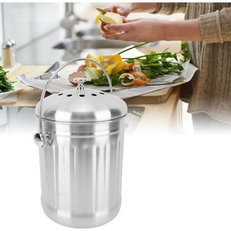 Bac à Compost en Acier Inoxydable avec Filtres Charbon, Pratique pour Famille ou Café (1/5)