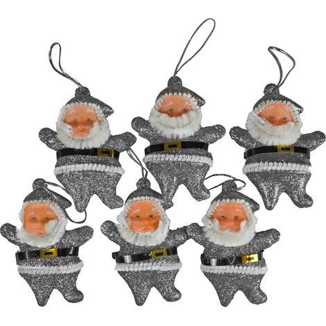 Papá Noel colgante (6 unidades), color plata, BN5953SRE-3542