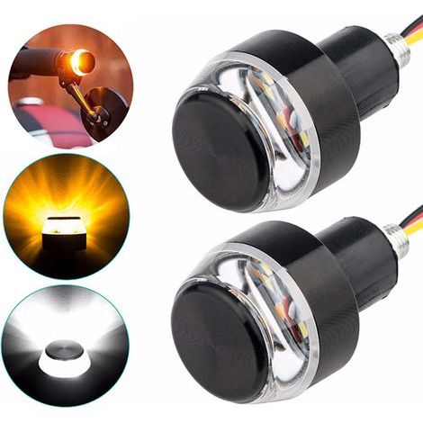 Clignotant LED pour guidon de Moto, 2 pièces, indicateur d'extrémité de barre de poignée, feux arrière de Moto. (1/5)