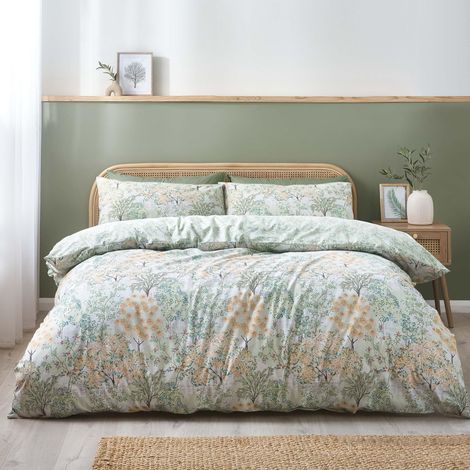 Parure de lit réversible avec Housse de Couette et taies d'oreiller Vert Super King (1/5)