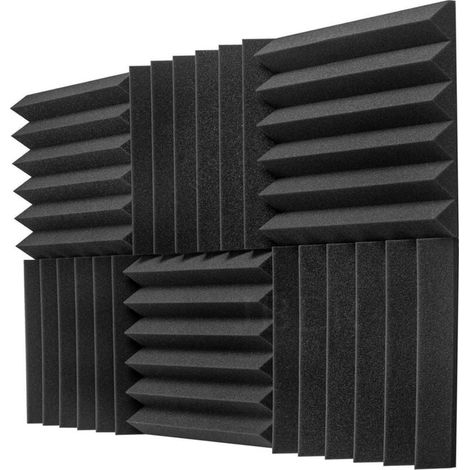 Lot de 6 Panneaux de Mousse Acoustique, 5 x 30 x 30cm Cales pour Studio Panneau Mural Insonorisant Ignifuge Panneaux Muraux (Noir) (1/4)