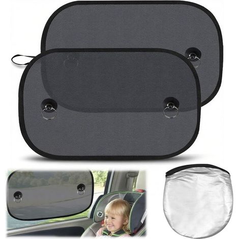 2 Pièces Pare Soleil Voiture Bébé, Filet De Protection Solaire pour Voiture, Soleil Voiture Bébé Ventouse Protection UV, 50x30cm (1/5)