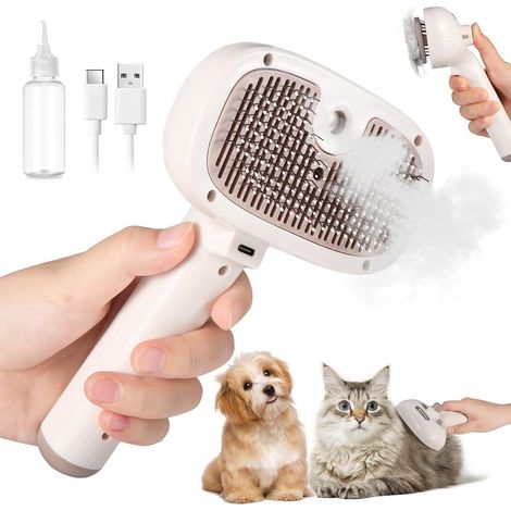 Dampfbürste, 28-ml-Tank, Stahlkamm, 400-mAh-Akku, für Katzen und Hunde (1/5)
