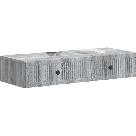 Maison Exclusive - Tavolino da Parete Laterale Grigio Sonoma 87,5 x 34,5 x 17 cm