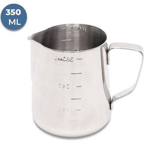 Jarra para espumar leche Acero inoxidable 9 x 7,5 cm Jarra de leche de 350 ml Con vaso medidor interno (1/5)