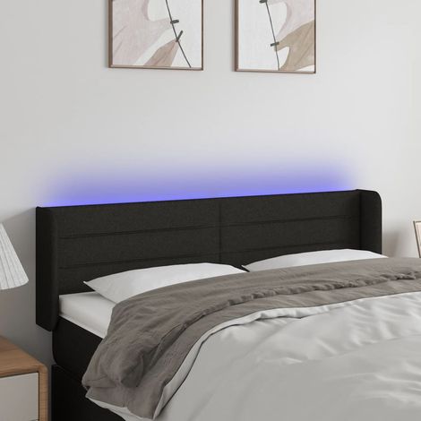 Cabecero con LED de tela negro 147x16x78/88 cm vidaXL (1/5)