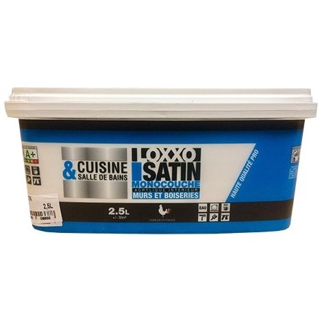 Peinture satin pour cuisine et salle de bains – Acrylique monocouche – Blanc – 2,5 L – Haute qualité pro – Loxxo