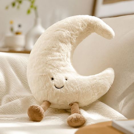 Coussin Soleil Lune Style Nordique, Douce en PP Coton, Décoration Canapé et Lit, Design Mignon Souriant, 35 cm (1/5)