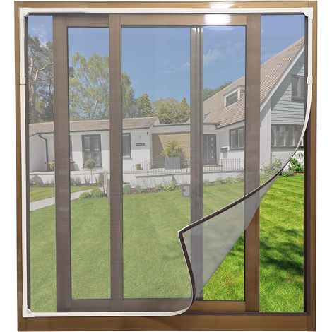 Moustiquaire magnétique ajustable à monter soi-même - Dimensions max. : 100 x 125 cm - Découpable - Installation facile - Maille en fibre de verre, sans perçage (maille grise, cadre blanc) (1/5)