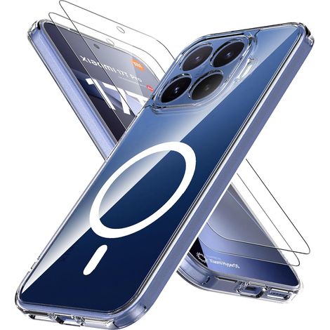 Magnétique Coque pour Xiaomi 17T Pro 5G avec 2 Pièces Verre trempé Protection écran,Compatible avec MagSafe,Anti Rayures,Compatible avec Xiaomi 17T Pro,Transparent (1/5)