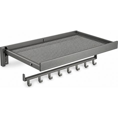 Stendibiancheria da parete pieghevole senza foratura per balcone grigio 60 cm