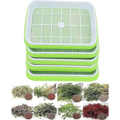 5 Pcs Panier Deux Niveaux Hydroponique Panier Hors Sol Semence Sprouter Germination Plateau Kit Avec Couvercle Pour Jardin Maison (1/5)