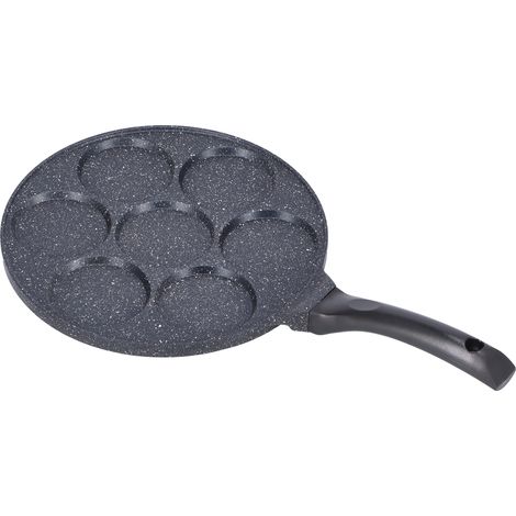 Poêle à crêpes 7 trous, mini-poêle à fond plat, antiadhésive, pour la cuisson des œufs et des hamburgers, compatible avec les plaques à induction. (1/5)