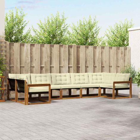 vidaXL  Outdoor Sofa Set  with Cushion 7 pcs Natural and Cream