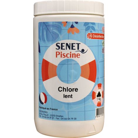 Chlore lent, pastille de 20g - Boite de 1Kg - SENET Piscine