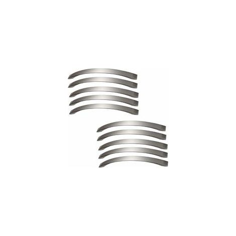 Paquet de 10 poignées de meubles minimalistes modernes - Chrome - Poignées de porte en nickel brossé Poignées de tiroir d'armoire de cuisine en acier inoxydable Distance du trou de montage 160 mm (1/5)