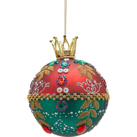 EDG Enzo De Gasperi Addobbo Palla Boheme di Natale H 13 Cm D 10 Cm Green Red (1/4)