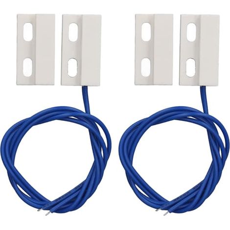 Lot de 2 capteurs magnétiques de porte à contact encastré NC pour fenêtre, alarme de sécurité domestique, AC/DC 220 V, blanc (1/5)