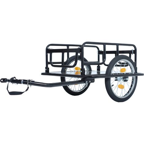 Remolque de carga para bicicleta CHICFURN 127 x 69 x 50 cm, acero negro, plegable, 50 kg (1/5)