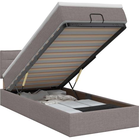 Lit coffre avec matelas Taupe 100 x 200 cm Tissu - vidaXL (1/5)