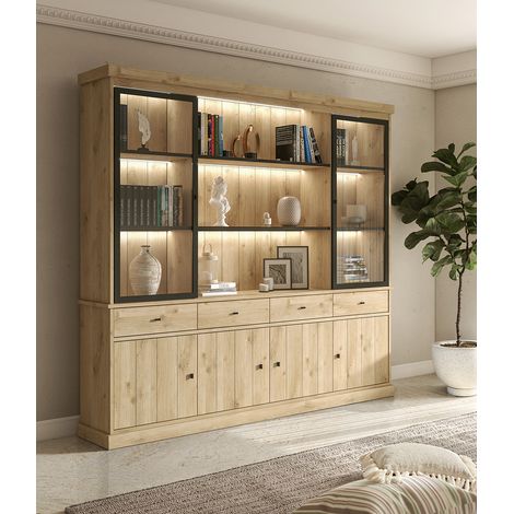 Bibliothèque contemporaine 240 cm chêne clair Valeria (1/5)