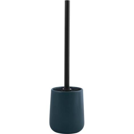 1 - Brosse WC - Support Céramique - Design Classique - Poils Résistants - Pour Salle De Bains - Pétrole Mat - 10,4x38,8 cm (1/2)