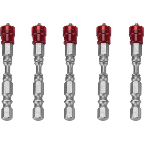 Ensemble d'embouts de tournevis magnétiques cruciformes PH2 pour vis à plaques de plâtre, tige de 1/4 pouce (rouge)