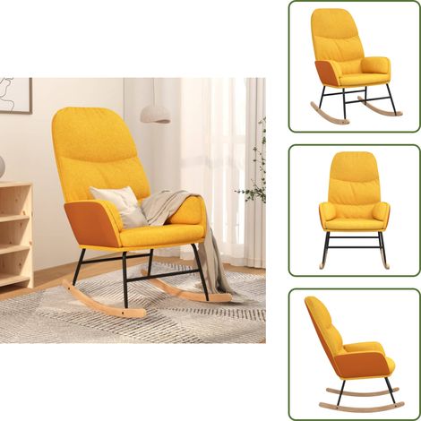 Silla de cuero sintético - vidaXL Silla mecedora de tela amarillo mostaza - Silla acolchada