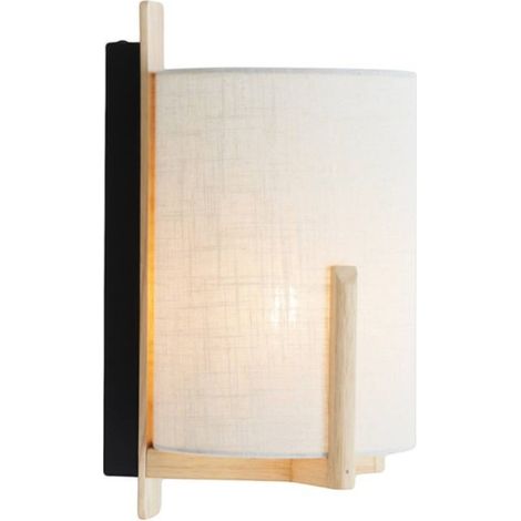 Applique bois naturel et abat-jour blanc avec interrupteur Litto (1/5)