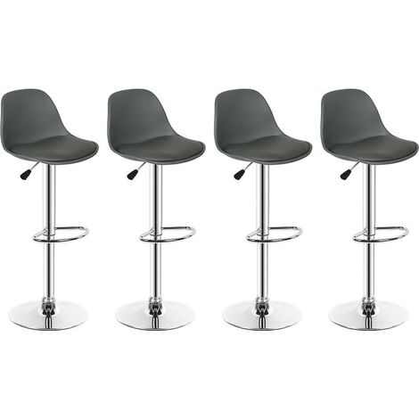 Lot de 4 tabourets de Bar,Haut Chaise de Bar, Chaise de Cuisine, Hauteur réglable, Rotatif sur 360°,gris foncé (1/5)