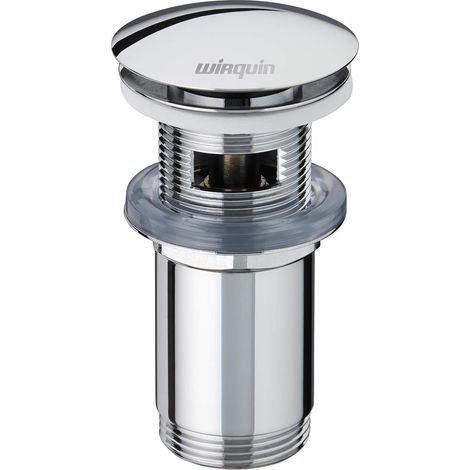 Bonde de lavabo design en laiton Quick Clac avec trop plein et corps de bonde long, chromé (1/5)