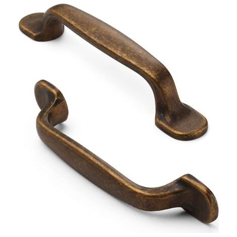 Lot de 2 poignées pour placard de cuisine en laiton – quincaillerie antique, entraxe de 96 mm (1/4)
