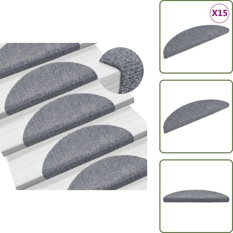 Tapis d'escalier auto-adhésif 15 pcs 56x17x3 cm Gris clair - Tapis D'escalier - Tapis Antidérapant - Tapis En Polypropylène - Tapis Décoratifs - Protection Escalier (1/5)