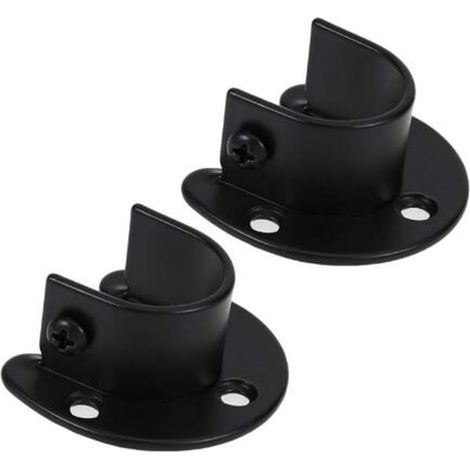 2 pièces en acier inoxydable noir mat salle de douche vêtements rail rideau bride siège housse support vêtements rail support avec vis, Tringle à rideau