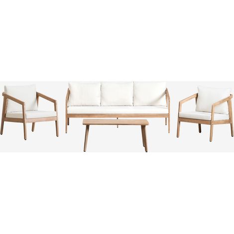 SKLUM Kaela Gartenset mit Sofa, 2 Sesseln und Couchtisch aus Akazienholz              Helles Akazienbraun                  3 Sitzer   