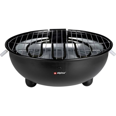 Alpina – Grill de table électrique 1250 W – Ø 30 cm – Aucune fumée – Bac de récupération d'eau – Prêt à l'emploi en quelques minutes