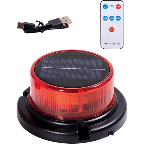 Feu d'avertissement solaire Lampe signal clignotante de sécurité solaire Feu d'avertissement LED pour voiture pour , Nuit, Extérieur, Chantiers, Remorques, SUV, Berlines, Camping-Cars (1/5)