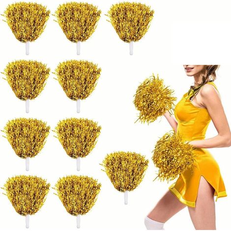 Packung mit 10 Cheerleading-Pompons mit geradem Griff, wiederverwendbar, aus Kunststoff mit Lichteffekt, für Basketball und Baseball. (1/5)