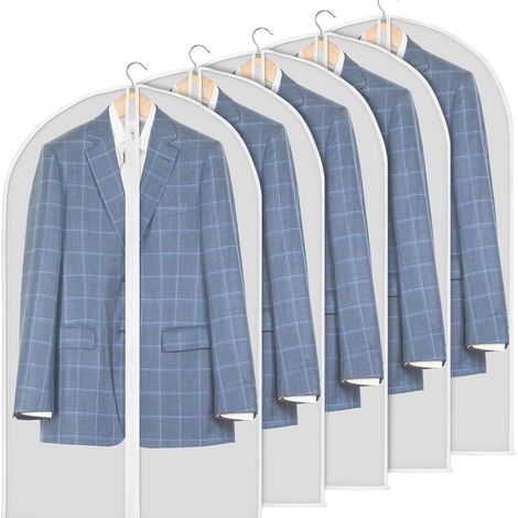 Lot de 5 housses transparentes anti-poussière pour vêtements, housses de protection pour vêtements, housses anti-poussière pour vête (1/5)