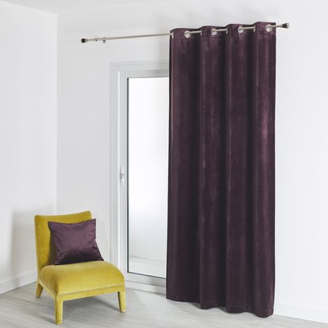 Rideau en velours feutré uni Prune 135x260 cm (1/3)