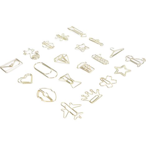 100 Stück geformte Büroklammern, rutschfest, niedliche dekorative Lesezeichen-Büroklammern aus Metall für Dokumente, Scrapbooks, Gold (1/5)