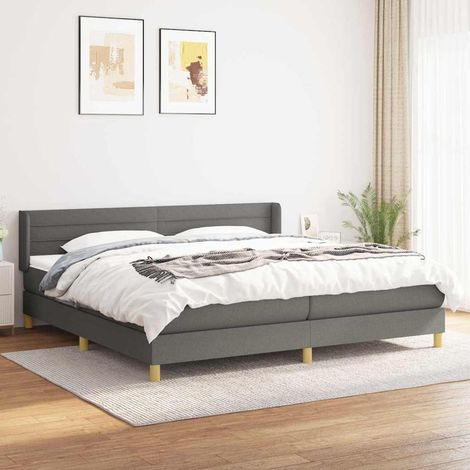 Cama box spring con colchón tela gris oscuro 200x200 cm (1/5)