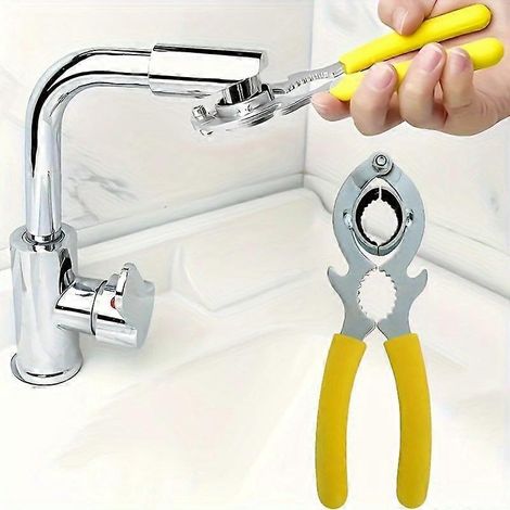 Outil de desserrage de crépine de bec d'évier de cuisine, clé multifonctionnelle antidérapante à tête de prune, 1 pièce - Dévisseur d'aérateur de robinet en acier inoxydable ( ) (1/5)
