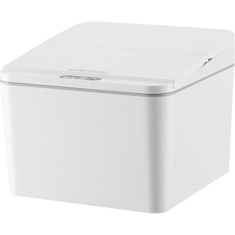 Poubelle électrique de bureau 4L blanche en ABS, couvercle à induction intelligente, multifonctionnelle pour voiture et bureau (1/5)