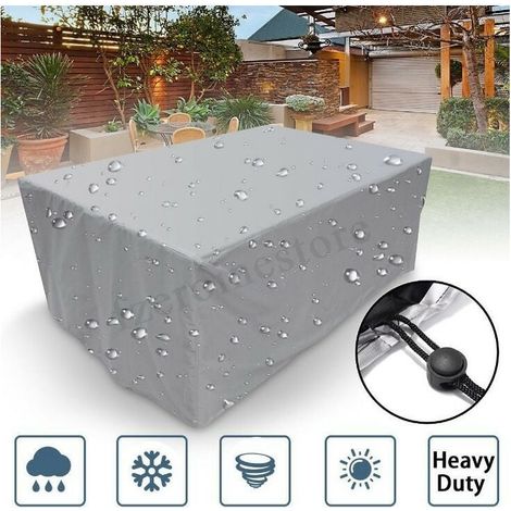 Funda para muebles de jardín cuadrada 210d, 100x100x85cm, impermeable, rectangular, resistente al desgarro, para mesas y sillas. (1/4)