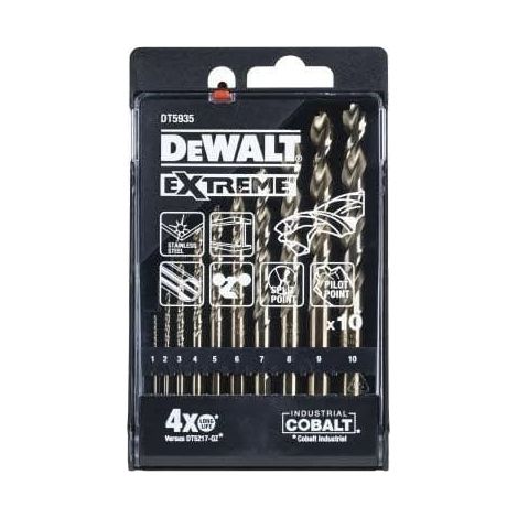 SET TRAPANI DEWALT AL COBALTO 10 pz.